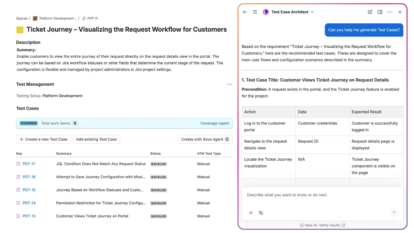 Test Case Architect designing Test Cases natively in Jira