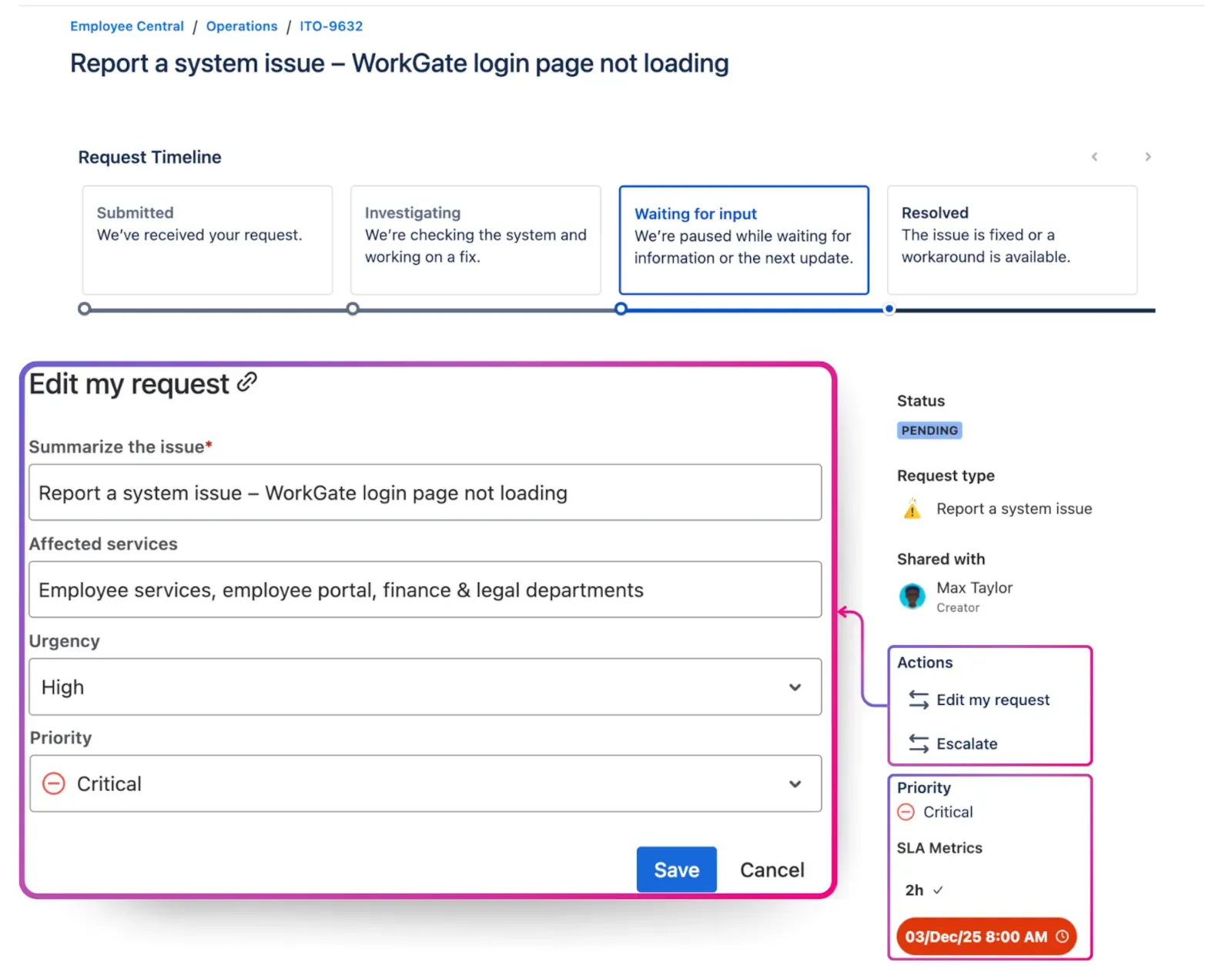 Customer Actions and Additional Fields Visible on Jira Service Management Customer Portal