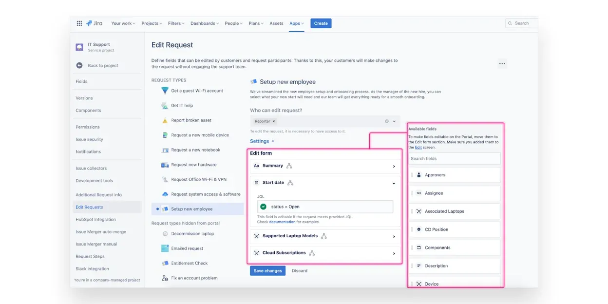 Edit request design form