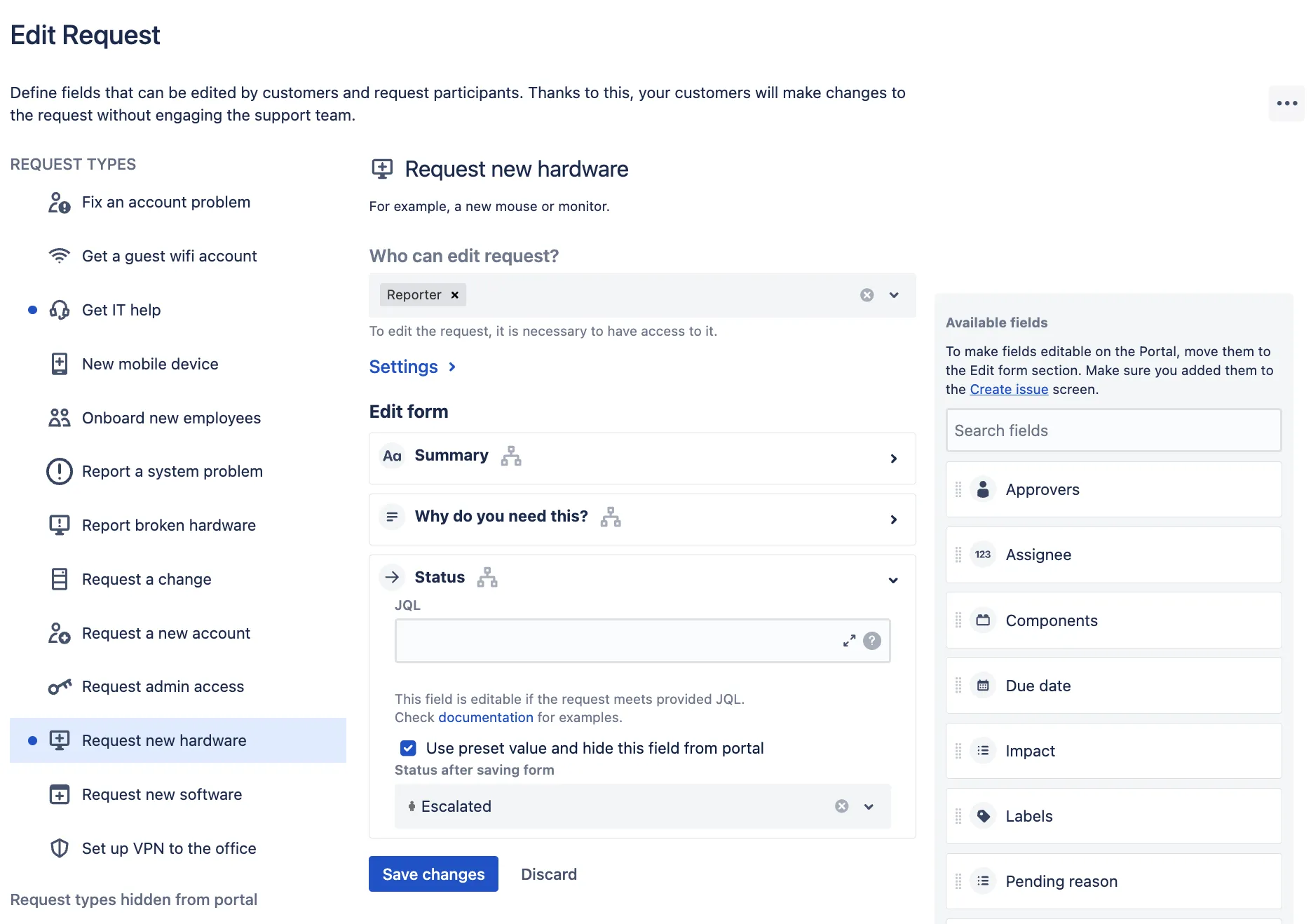 Configuration of Escalation