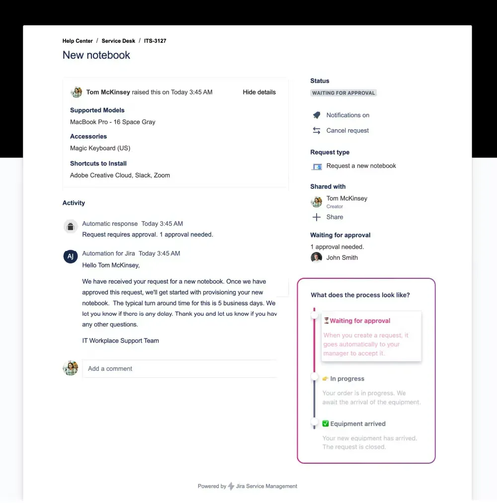 Displaying workflow steps on the portal