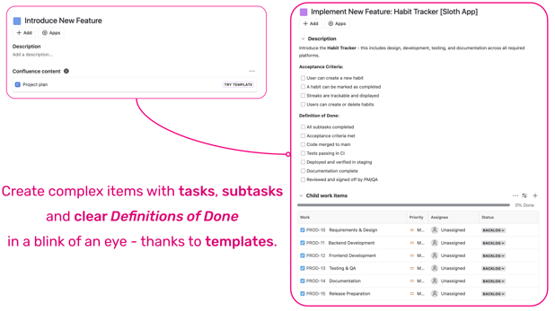 Issue templates Agent supports checklists and subtasks