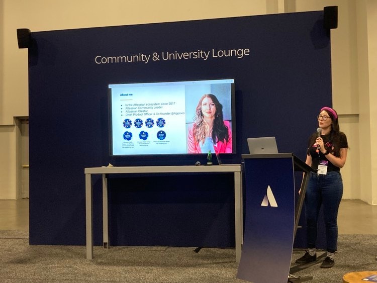 Kate presenting in Community Lounge