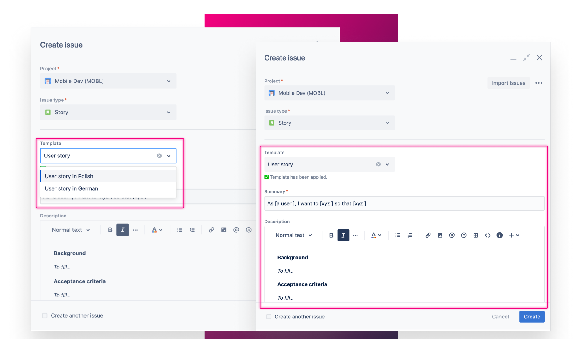 Issue Templates Agent for Jira