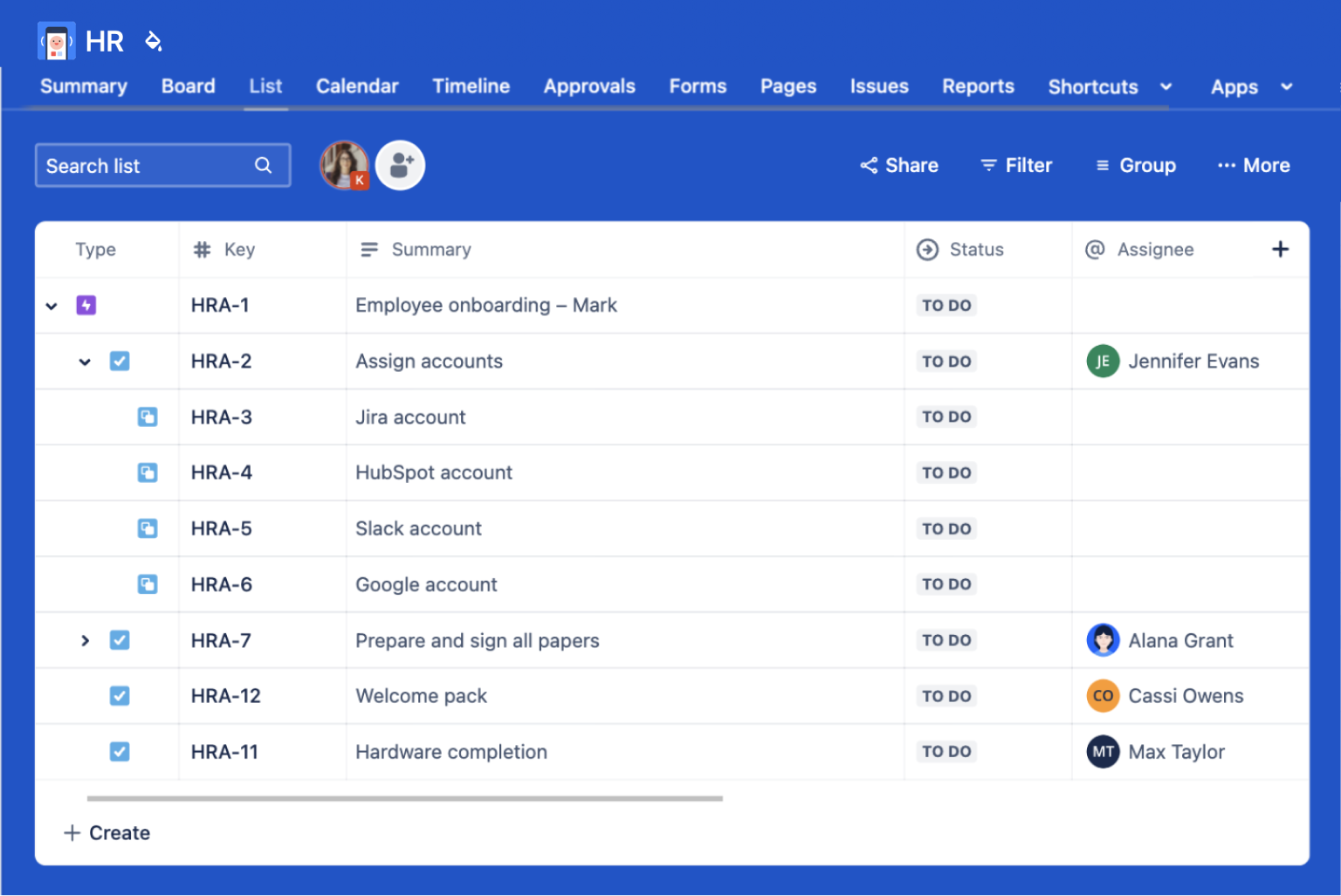 jira issue templates hierarchy