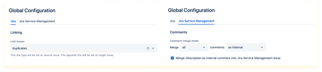 Global configuration available under Manage apps > Issue Merger