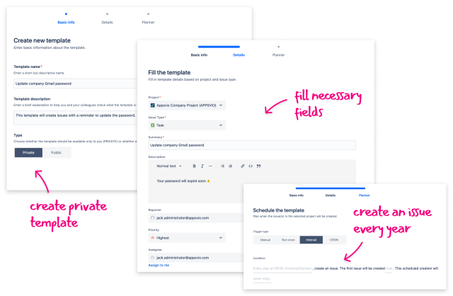 Create template with Scheduled Templates for Jira