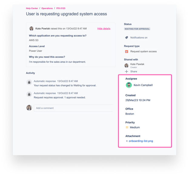 Customer Portal with additional field values 