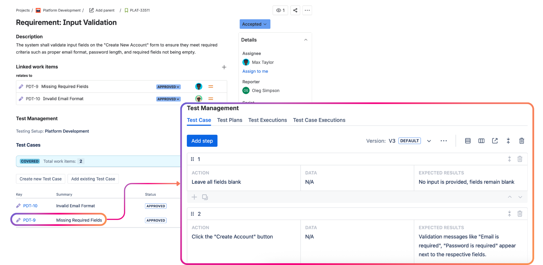 Appsvio Test Management Requirement with Test Cases  with Test Steps Appsvio Test Management Requirement with Test Cases  with Test Steps